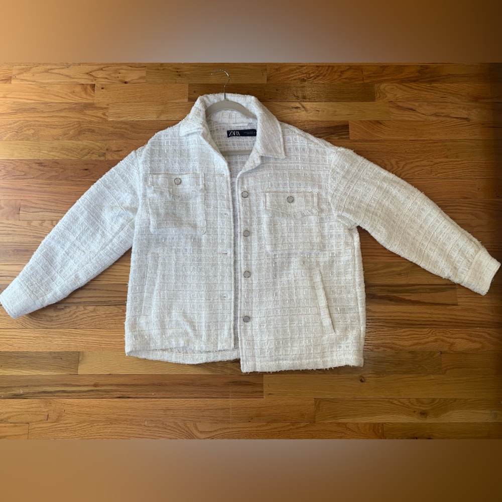 Zara white shacket blazer